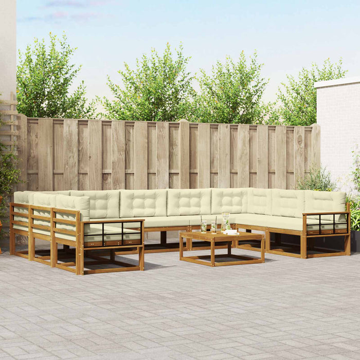 Set de canapele de exterior cu pernă 10 pcs Natural și Crem WALTI