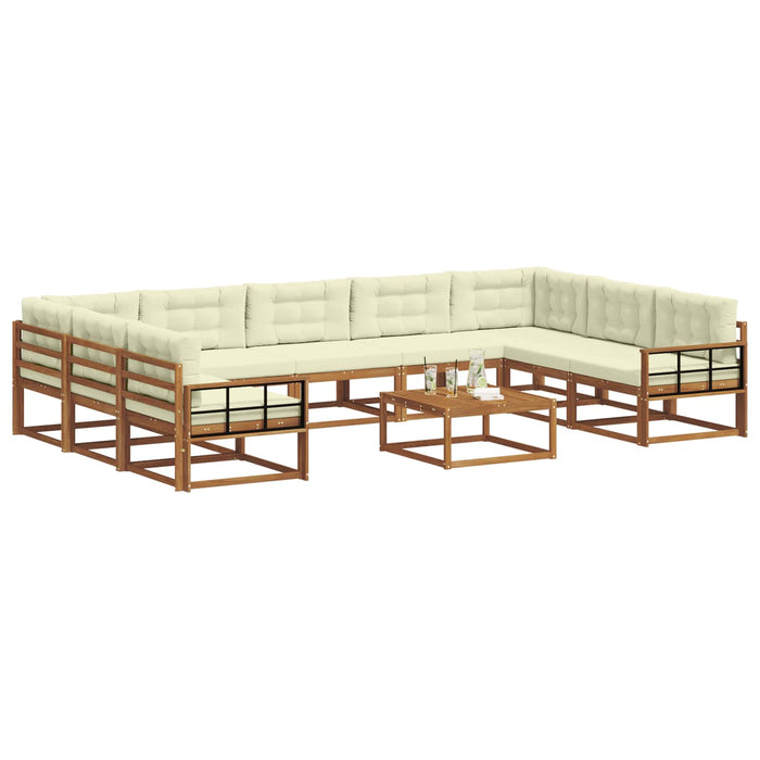 Set de canapele de exterior cu pernă 10 pcs Natural și Crem WALTI