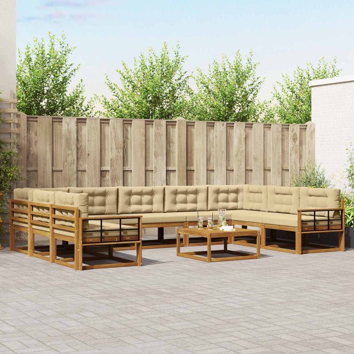 Set de canapele de exterior cu pernă 10 pcs Natural și Bej WALTI