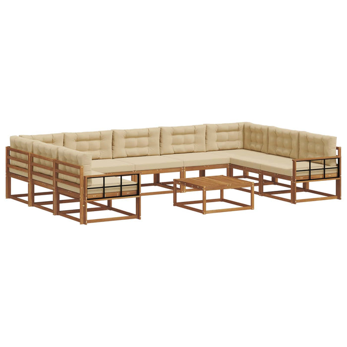 Set de canapele de exterior cu pernă 10 pcs Natural și Bej WALTI
