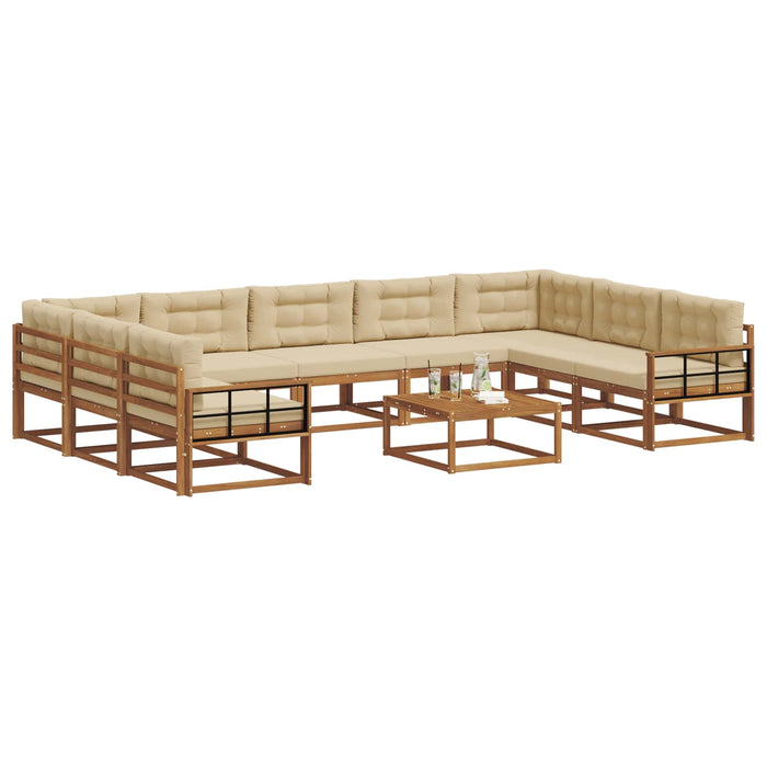 Set de canapele de exterior cu pernă 10 pcs Natural și Bej WALTI