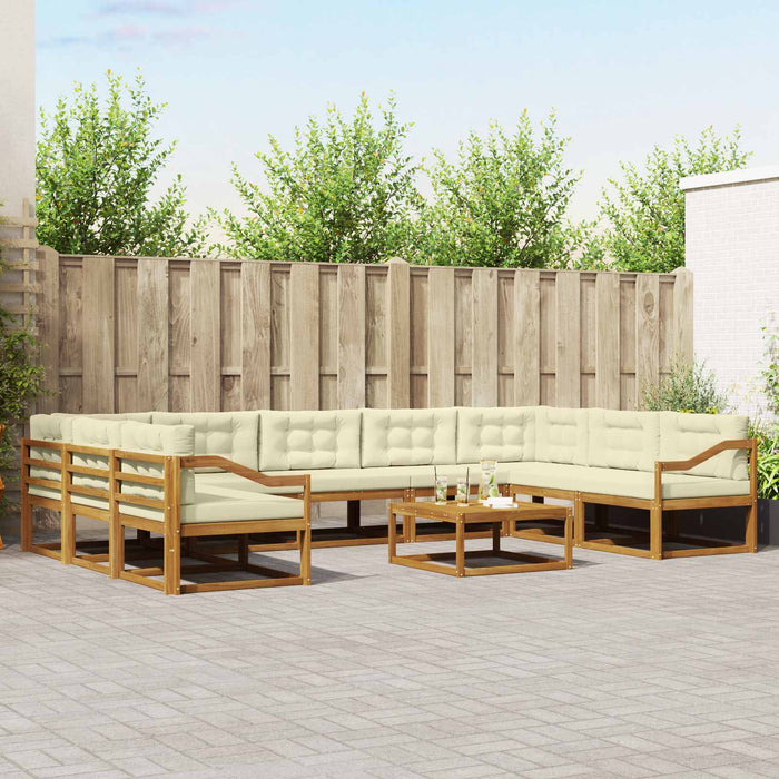 Set de canapele de exterior cu pernă 10 pcs Natural și Crem WALTI