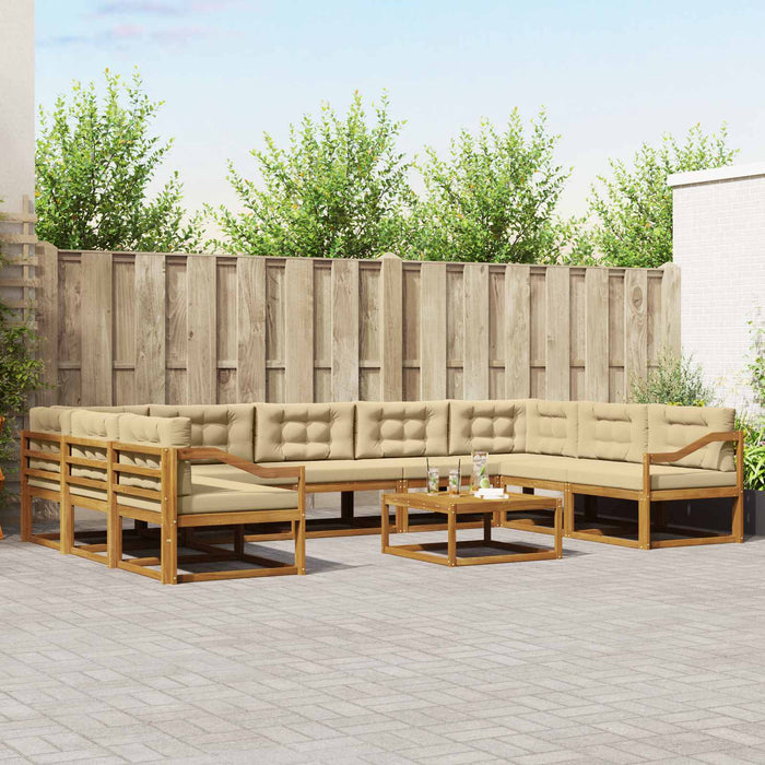 Set de canapele de exterior cu pernă 10 pcs Natural și Bej WALTI
