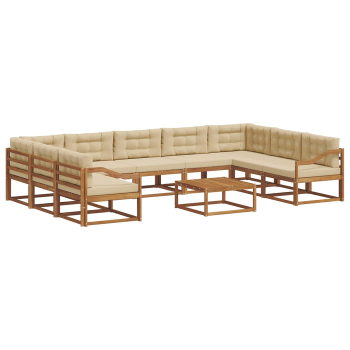 Set de canapele de exterior cu pernă 10 pcs Natural și Bej WALTI