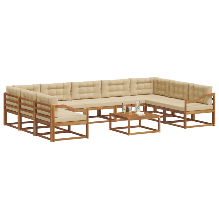 Set de canapele de exterior cu pernă 10 pcs Natural și Bej WALTI