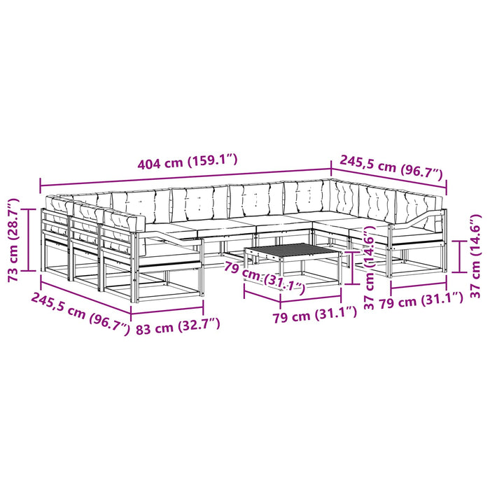 Set de canapele de exterior cu pernă 10 pcs Natural și Bej WALTI