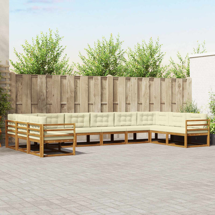 Set de canapele de exterior cu pernă 10 pcs Natural și Crem WALTI