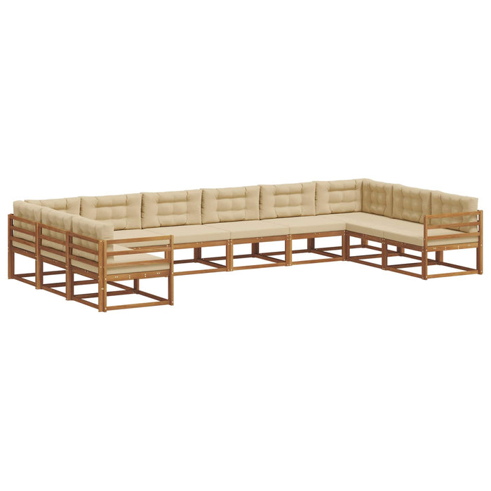 Set de canapele de exterior cu pernă 10 pcs Natural și Bej WALTI