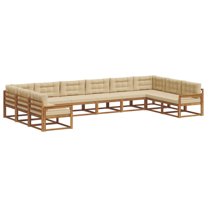 Set de canapele de exterior cu pernă 10 pcs Natural și Bej WALTI