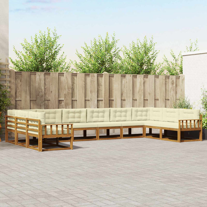 Set de canapele de exterior cu pernă 10 pcs Natural și Crem WALTI