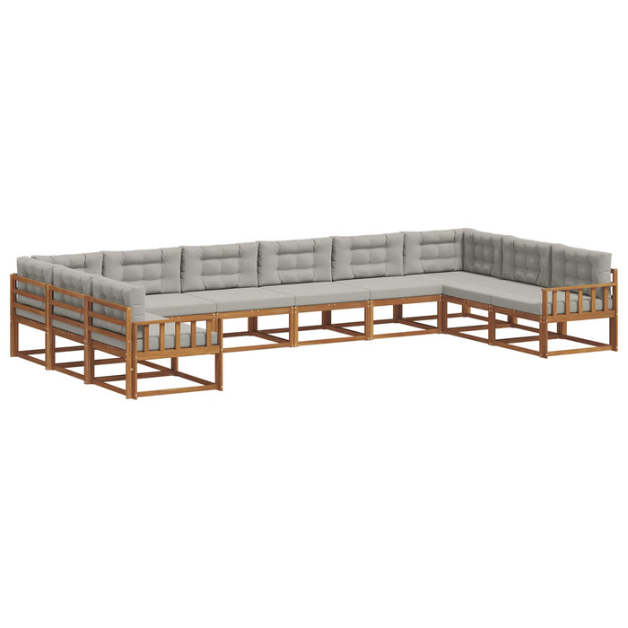 Set de canapele de exterior 10 pcs Gri natural și deschis WALTI