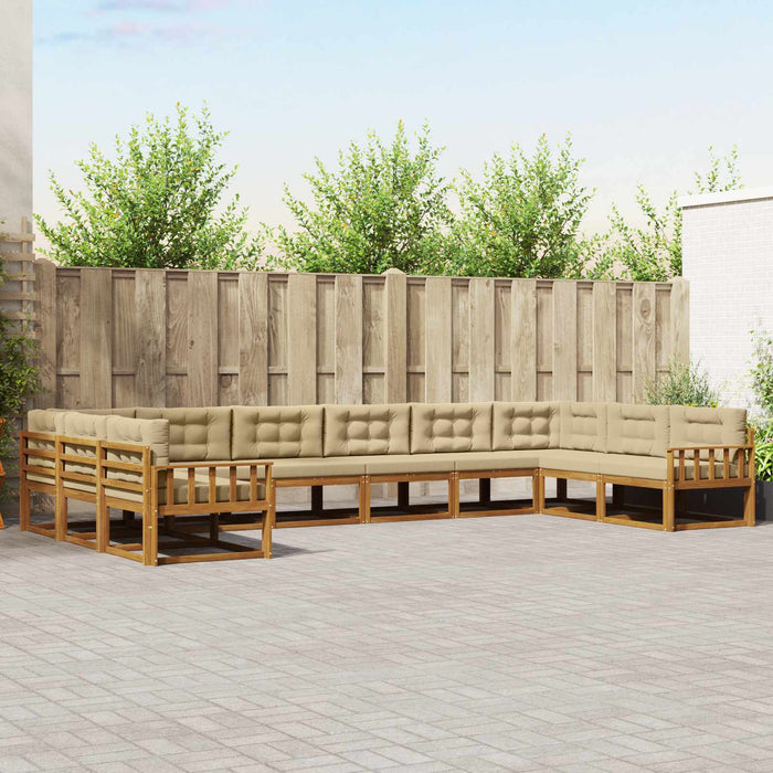 Set de canapele de exterior cu pernă 10 pcs Natural și Bej WALTI