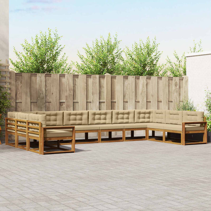 Set de canapele de exterior cu pernă 10 pcs Natural și Bej WALTI
