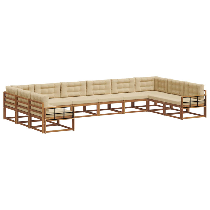 Set de canapele de exterior cu pernă 10 pcs Natural și Bej WALTI