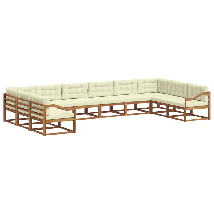 Set de canapele de exterior cu pernă 10 pcs Natural și Crem WALTI