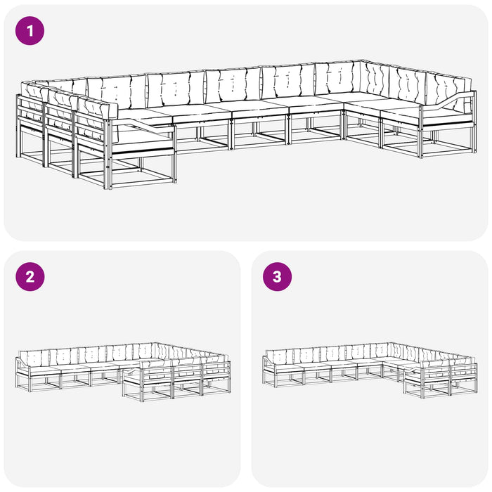 Set de canapele de exterior cu pernă 10 pcs Natural și Crem WALTI