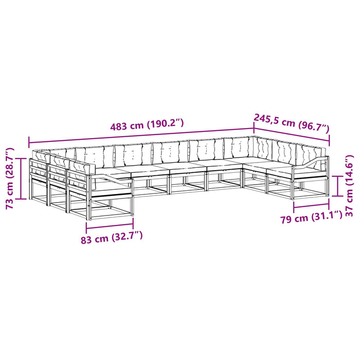 Set de canapele de exterior cu pernă 10 pcs Natural și Antracit WALTI