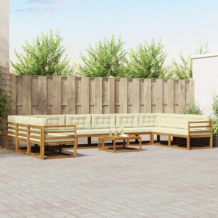 Set de canapele de exterior cu pernă 11 pcs Natural și Crem WALTI