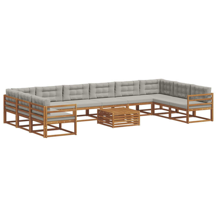 Set de canapele de exterior 11 pcs Gri natural și deschis WALTI