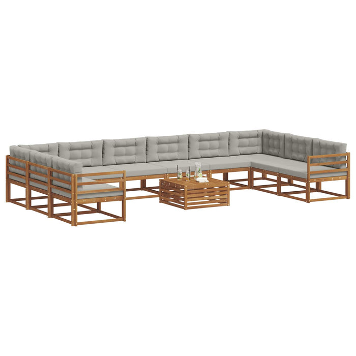 Set de canapele de exterior 11 pcs Gri natural și deschis WALTI