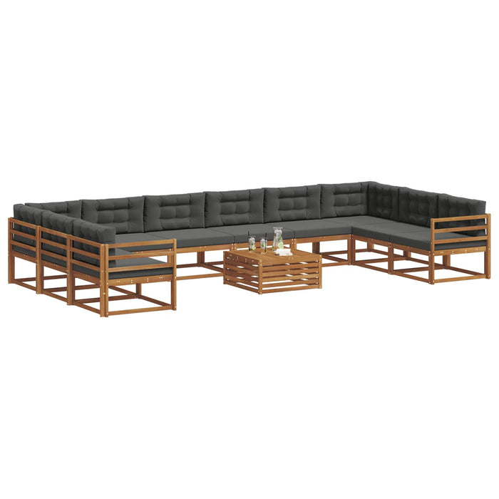 Set de canapele de exterior cu pernă 11 pcs Natural și Antracit WALTI