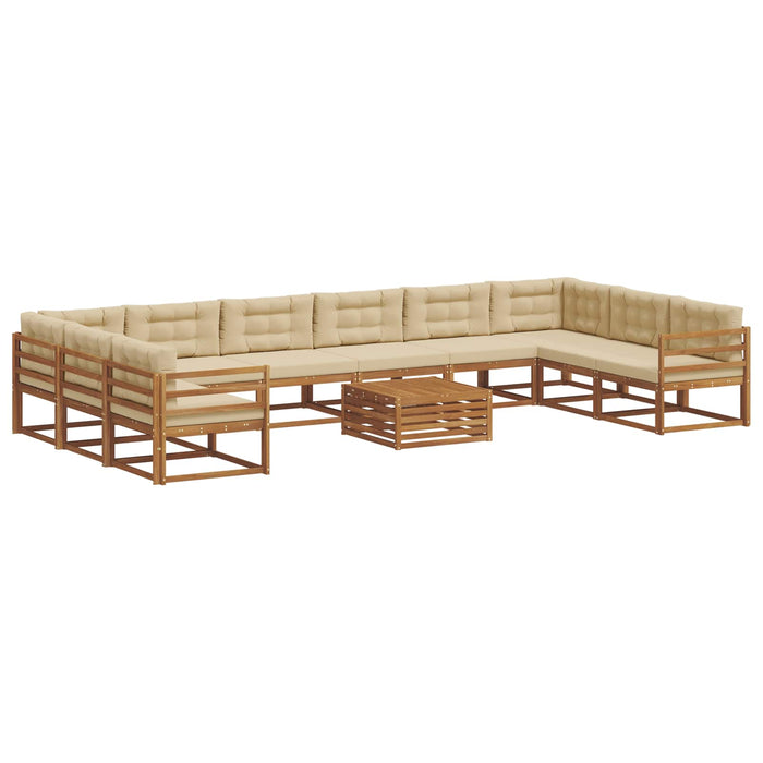 Set de canapele de exterior cu pernă 11 pcs Natural și Bej WALTI