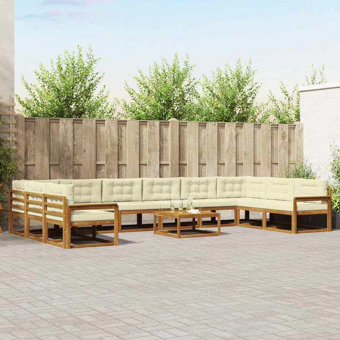Set de canapele de exterior cu pernă 11 pcs Natural și Crem WALTI