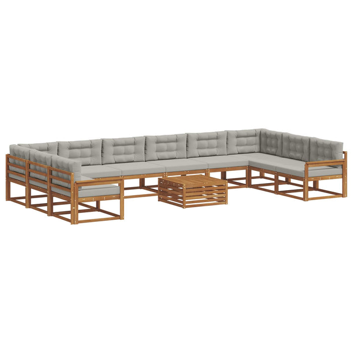 Set de canapele de exterior 11 pcs Gri natural și deschis WALTI