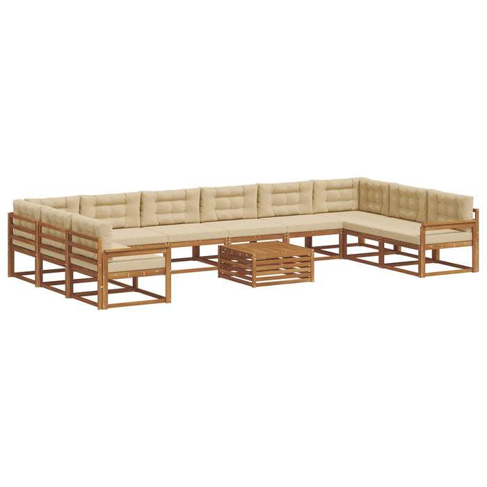 Set de canapele de exterior cu pernă 11 pcs Natural și Bej WALTI
