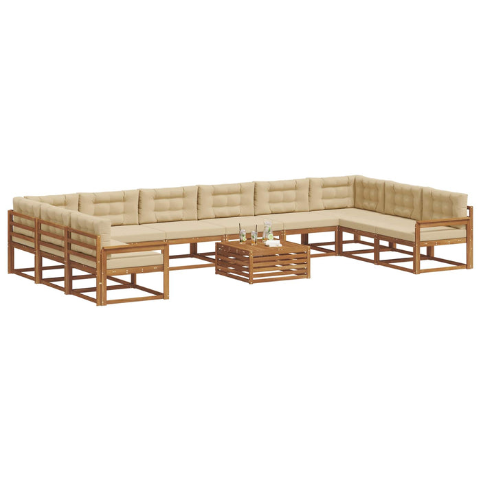 Set de canapele de exterior cu pernă 11 pcs Natural și Bej WALTI