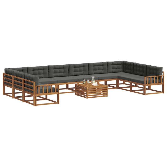 Set de canapele de exterior cu pernă 11 pcs Natural și Antracit WALTI