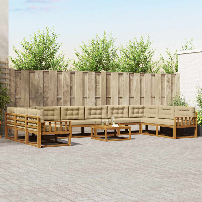 Set de canapele de exterior cu pernă 11 pcs Natural și Bej WALTI