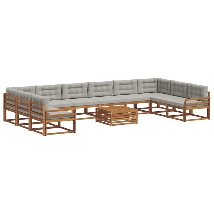 Set de canapele de exterior 11 pcs Gri natural și deschis WALTI