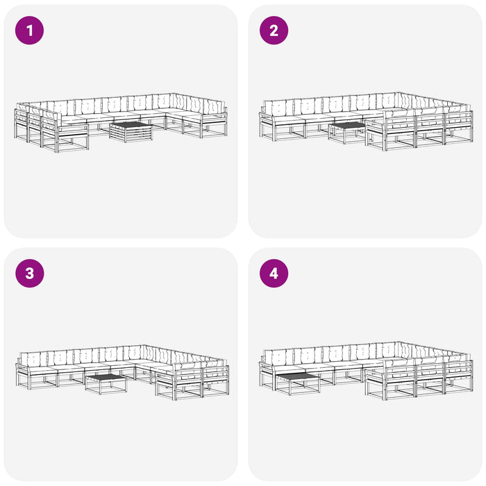 Set de canapele de exterior cu pernă 11 pcs Natural și Antracit WALTI