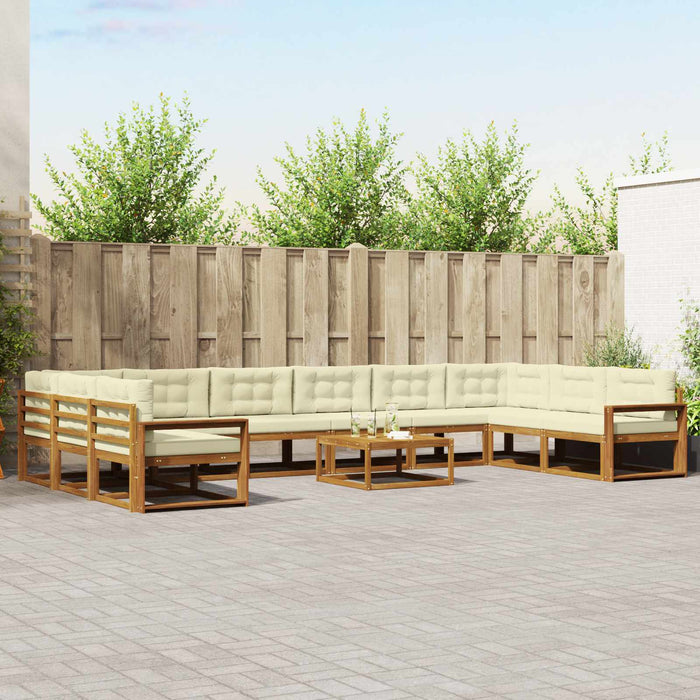 Set de canapele de exterior cu pernă 11 pcs Natural și Crem WALTI
