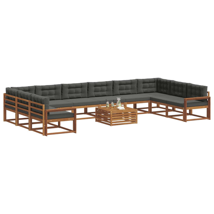 Set de canapele de exterior cu pernă 11 pcs Natural și Antracit WALTI
