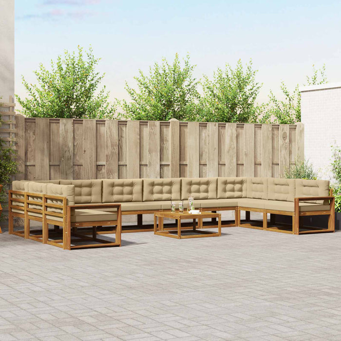 Set de canapele de exterior cu pernă 11 pcs Natural și Bej WALTI