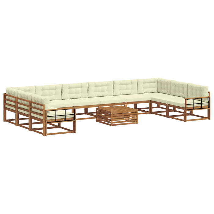 Set de canapele de exterior cu pernă 11 pcs Natural și Crem WALTI
