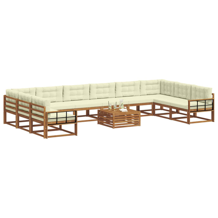 Set de canapele de exterior cu pernă 11 pcs Natural și Crem WALTI