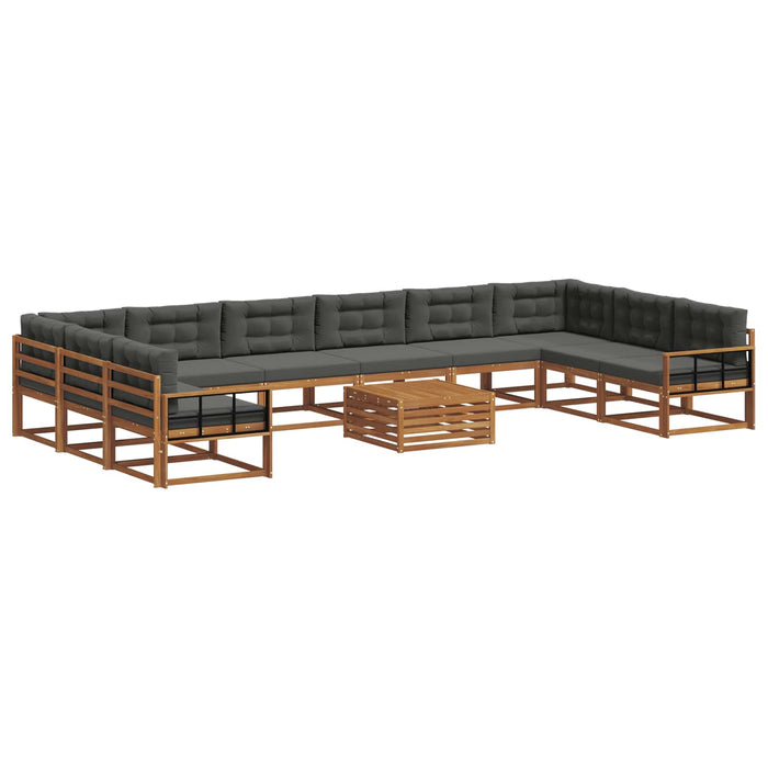 Set de canapele de exterior cu pernă 11 pcs Natural și Antracit WALTI