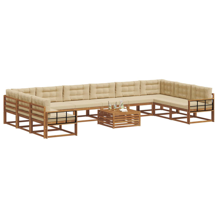 Set de canapele de exterior cu pernă 11 pcs Natural și Bej WALTI