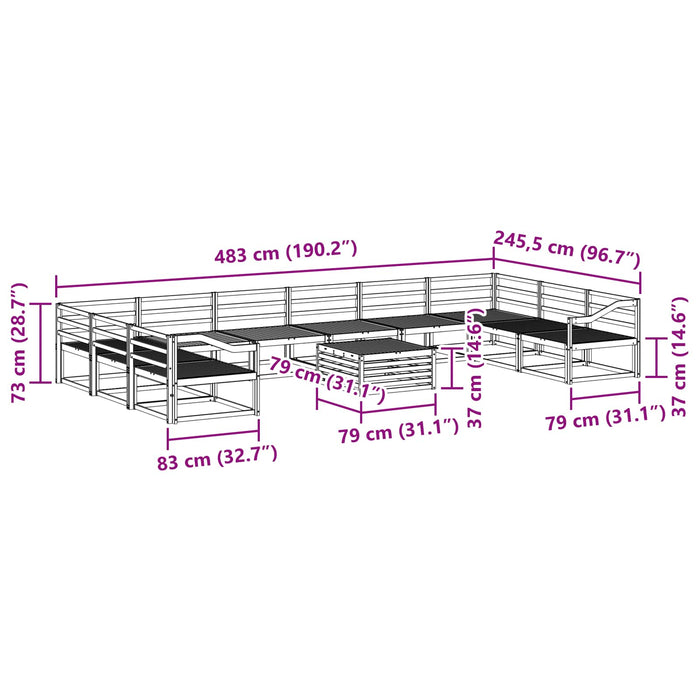 Set de canapele de exterior 11 pcs natural Lemn Solid de Acacia WALTI