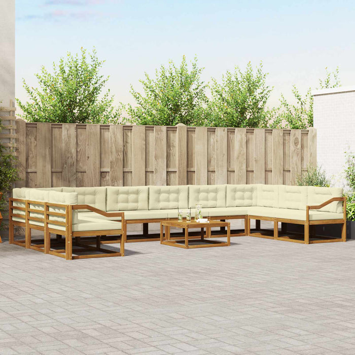 Set de canapele de exterior cu pernă 11 pcs Natural și Crem WALTI