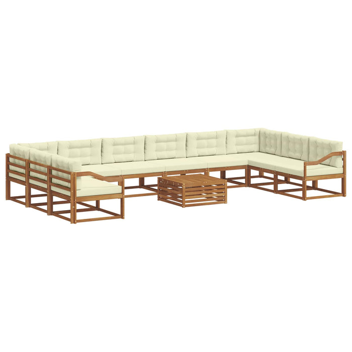 Set de canapele de exterior cu pernă 11 pcs Natural și Crem WALTI