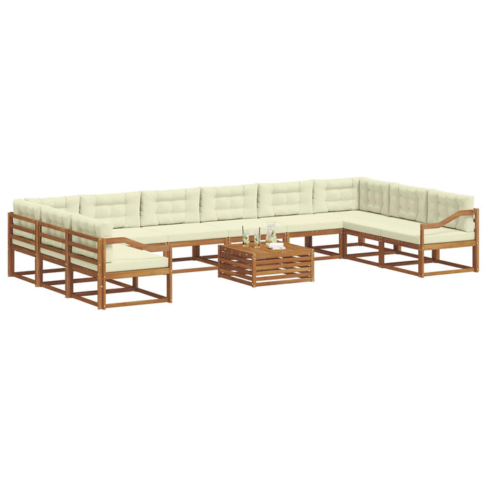 Set de canapele de exterior cu pernă 11 pcs Natural și Crem WALTI
