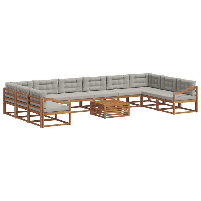 Set de canapele de exterior 11 pcs Gri natural și deschis WALTI
