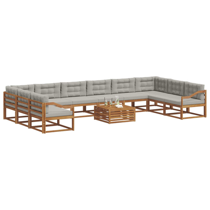 Set de canapele de exterior 11 pcs Gri natural și deschis WALTI