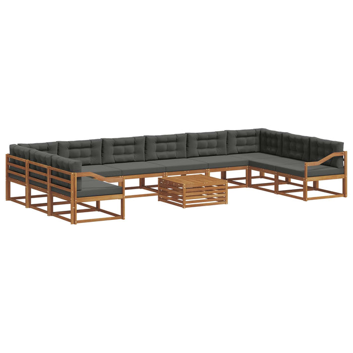 Set de canapele de exterior cu pernă 11 pcs Natural și Antracit WALTI