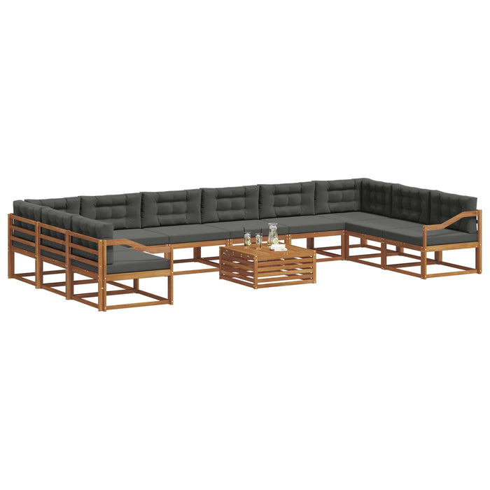 Set de canapele de exterior cu pernă 11 pcs Natural și Antracit WALTI