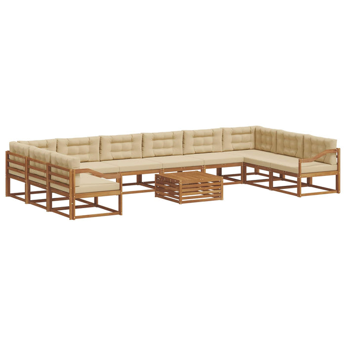 Set de canapele de exterior cu pernă 11 pcs Natural și Bej WALTI